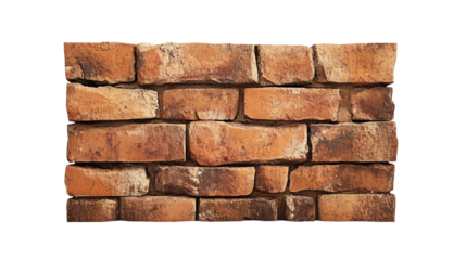 Brick wall pattern, rustic texture, warm colors, white isolated background.