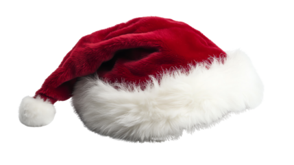 Santa hat, festive and bright, perfect for holiday celebrations, white isolate background