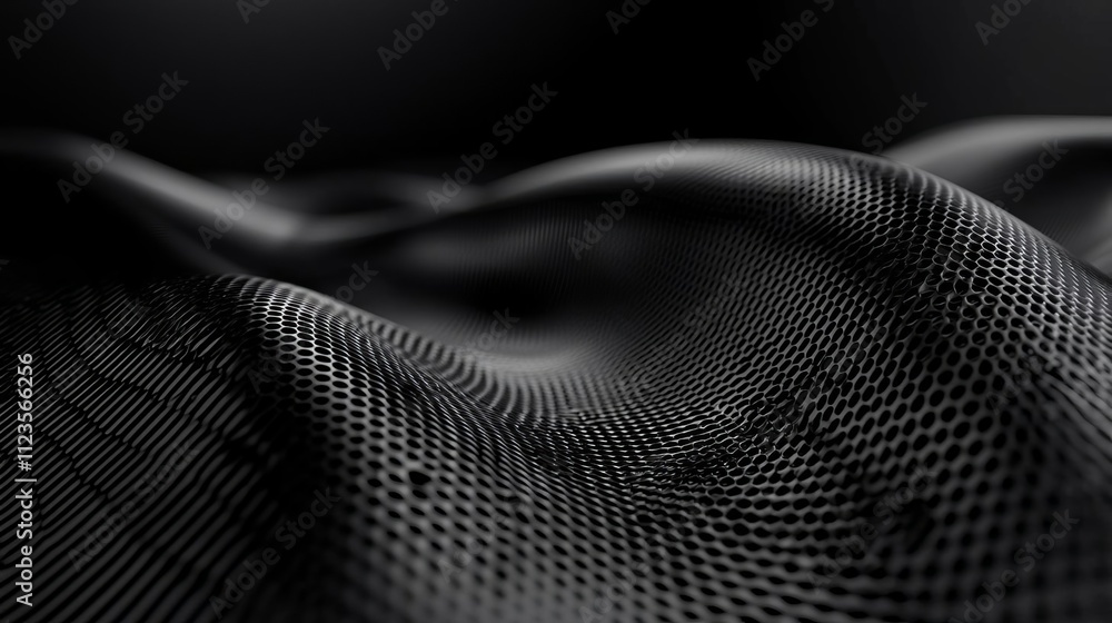 Aufkleber Abstract textures of smooth black fabric creating elegant wave patterns.