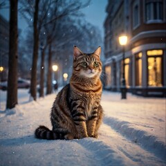 cat in snow