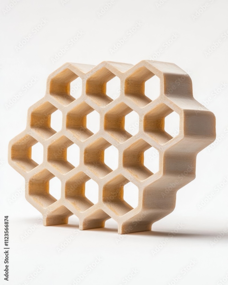 Poster unique honeycomb design model representing structure and creativity.