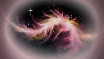 Celestial Nebula Swirling Pink Gold Cosmic Dust