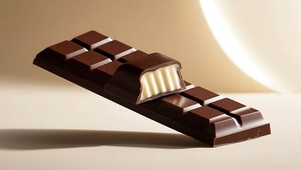 Obraz premium Dark Chocolate Bar With Creamy White Filling Center