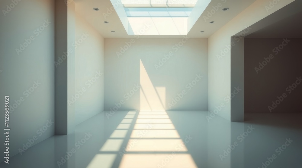 Poster modern empty room with natural light and shadows in a minimalist design