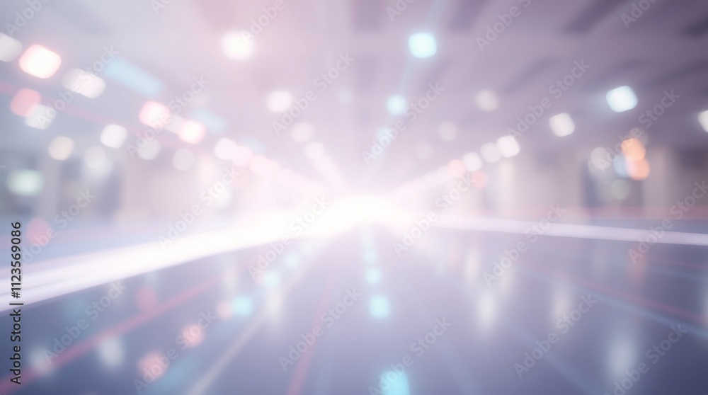 Poster bright lights create an abstract blur in an indoor modern space during an event