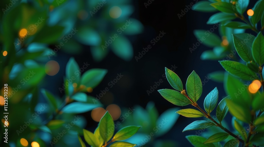 Poster leaves illuminated by soft light create a calming ambience in a tranquil setting