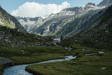 Mountain landscape in the Adam&egrave; valley, in the Northern Italy, during a sunny summer day