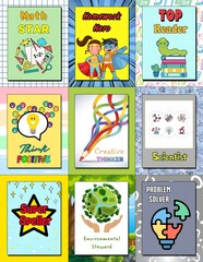 Fototapeta premium Brag Tags: Fun, colorful awards to celebrate achievements and inspire motivation