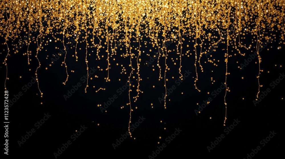 Aufkleber golden strands create a mesmerizing display of light against a dark background