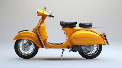 Concept of renting a motorcycle A yellow vintage scooter, Generative Ai.