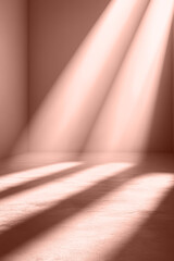 Obraz premium Empty studio background with soft light and shadow mocha mousse colors, monochromatic shade.