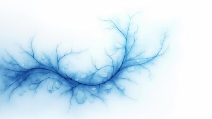 Fototapeta premium Shattered ice fragments. A swirl of delicate blue ice fragments cascades dynamically across a pure white backdrop, delivering a pristine, noise-free image characterized by precision in 4K UHD.