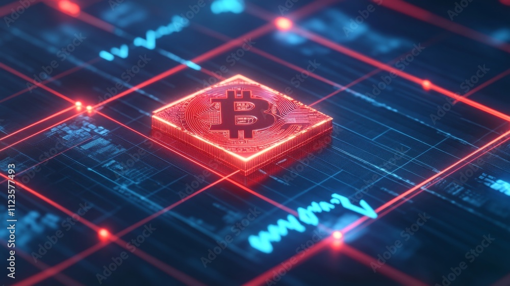 Aufkleber analyzing cryptocurrency trends digital space infographic data virtual environment close-up view fin