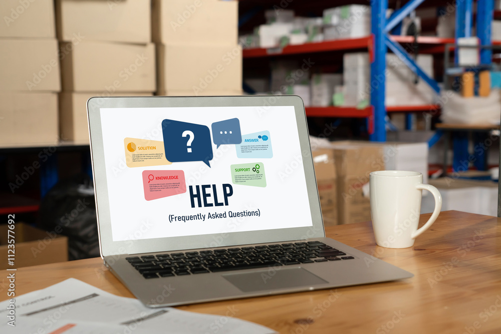Poster help screen on the website provide answer to faq frequently asked question snugly with knowledge inf
