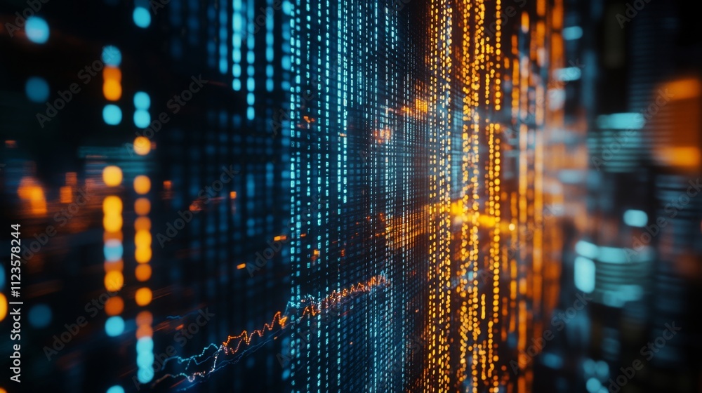 Poster dynamic data flow visualization digital environment graphic design futuristic concept abstract persp