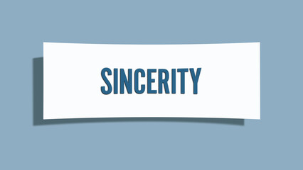 Sincerity. A card isolated on blue background.