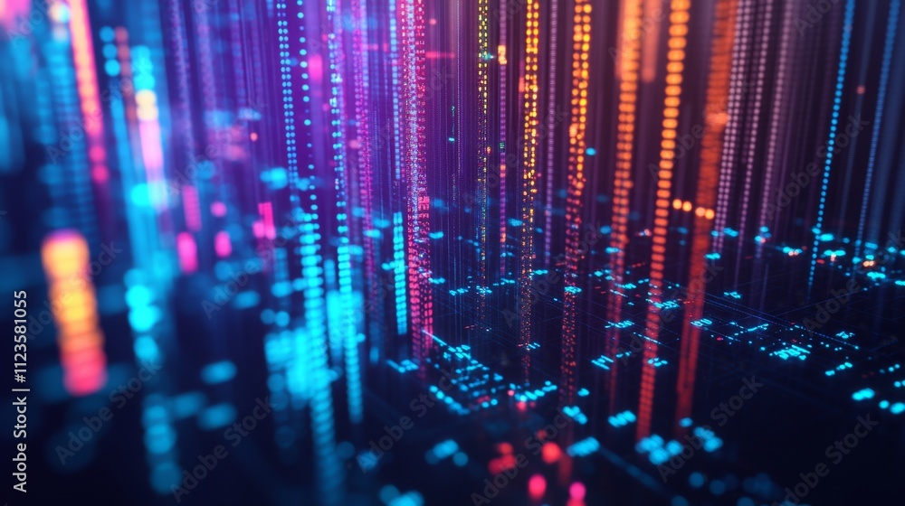 Poster dynamic digital data visualization abstract environment conceptual graphics modern technology high-t