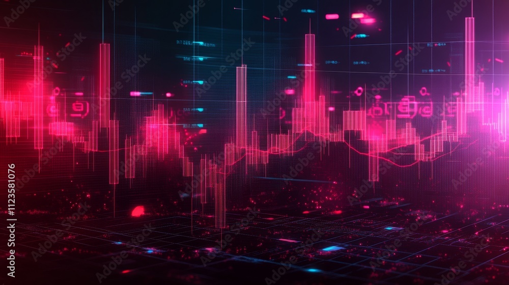 Poster dynamic digital waveform analysis virtual space data visualization abstract environment futuristic c