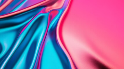 Abstract iridescent holographic shiny fluid metallic pink blue gradient texture background 