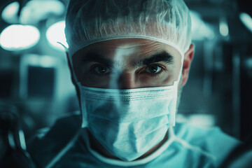 Surgeon preparing for a complex operation in a well-equipped surgical room. Generative AI