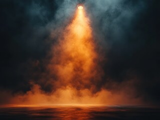 Dramatic spotlight in foggy atmosphere with moody lighting