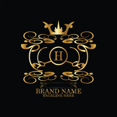 creative  initial  latter h logo design with modern business vector template.  creative isolated h monogram logo design with new latter logo golden color and black background . design of elements 