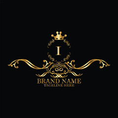 creative  initial  latter i  logo design with modern business vector template.  creative isolated i monogram logo design with new latter logo golden color and black background . design of elements 