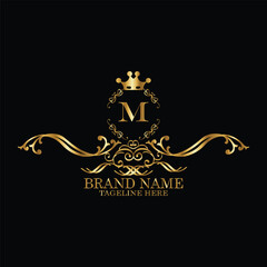 creative  initial  latter m logo design with modern business vector template.  creative isolated m monogram logo design with new latter logo golden color and black background . design of elements 