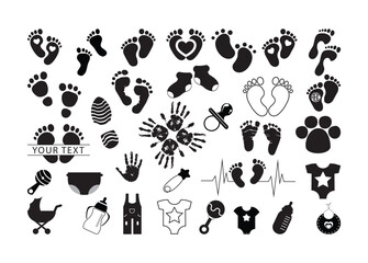 Fototapeta premium Baby Feet vector, Baby Feet clipart, Baby Feet silhouette.
