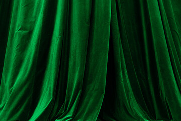 Obraz premium Green curtain in theatre background