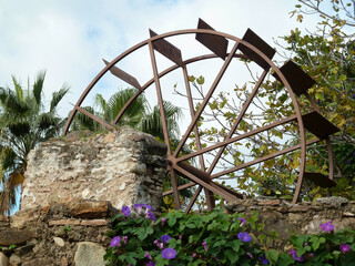 Vintage water mill designed for farming activities