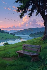 Obraz premium sunset on the lake