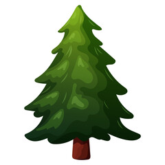 Fototapeta premium Green fluffy Christmas tree not decorated. Symbol of New Year and Christmas. Vector illustration of coniferous tree on white background