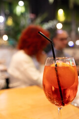aperol cocktail on table
