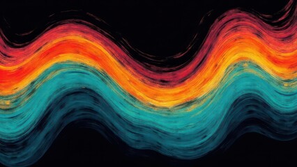 Obraz premium Vaporwave colors. Psychedelic retro wave pattern incorporating vibrant teal, orange, and blue hues on a perfectly black background, noise-free, high definition 4k UHD.