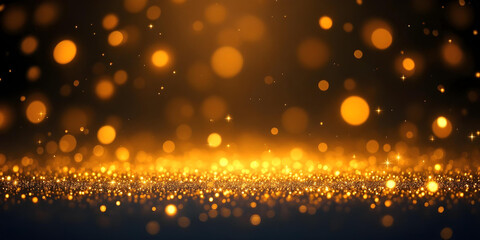 Luxurious Golden Glitter and Bokeh Background for Festive and Elegant Designs, Golden Glittery Horizon with Radiant Bokeh Effects for Celebration Themes