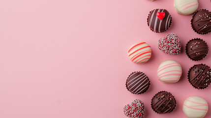 Obraz premium Valentine's day chocolate date night theme. A romantic chocolate box for Valentine's Day, ideal for date night settings with a cozy atmosphere. Perfect for celebrating love and affection.