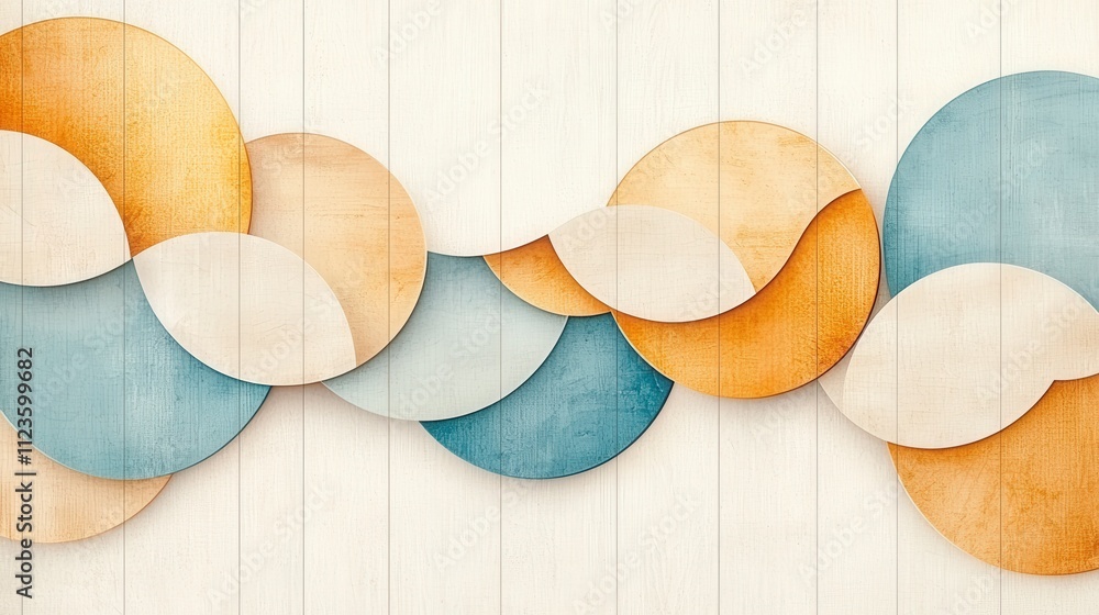 Poster this abstract design features overlapping circles in soft pastel colors, creating a calming and mode