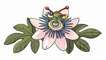 Obraz premium Vibrant passion flower illustration nature botanical art colorful environment artistic viewpoint floral concept