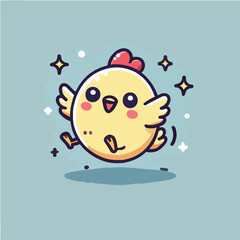 Vector character of a running and cheerful chick, suitable for design of pamphlets, clothing, packaging and food businesses