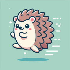 Vector cute hedgehog character running and laughing 