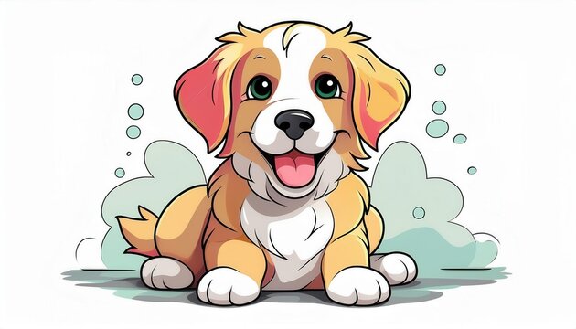 Playful cartoon dog illustration digital art cheerful environment creative concept fun viewpoint