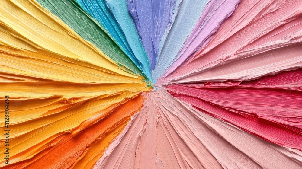Poster swirls of paint in various colors blend together, forming a vivid display of textures. this circular