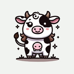 Obraz premium Vector cow facing front
