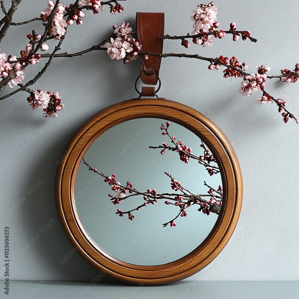 Aufkleber minimalist scandinavian mirror showcases clean lined light wood frame emphasizing functionality and 