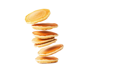 Fluffy Pancakes Stacked Imperfectly on a White Background