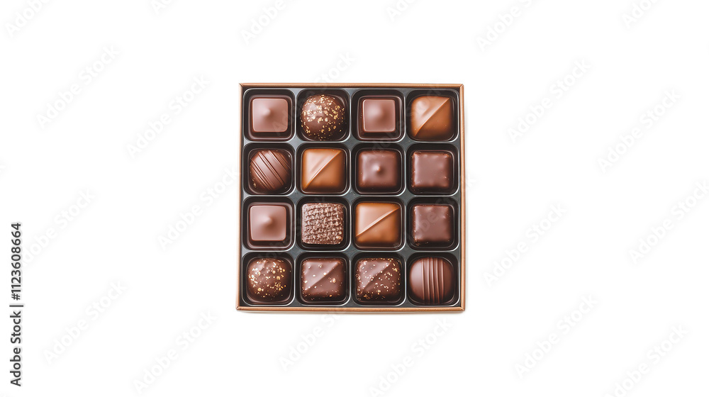 Poster assorted chocolate box with various elegant confections displayed
