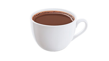 Obraz premium Freshly Brewed Coffee in a White Ceramic Cup on a Neutral Background