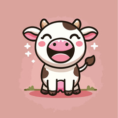 Cute and cheerful cow vector