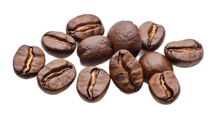 Obraz premium Close-Up of Freshly Roasted Coffee Beans on White Background